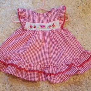 Seersucker Watermelon and Strawberry Dresd